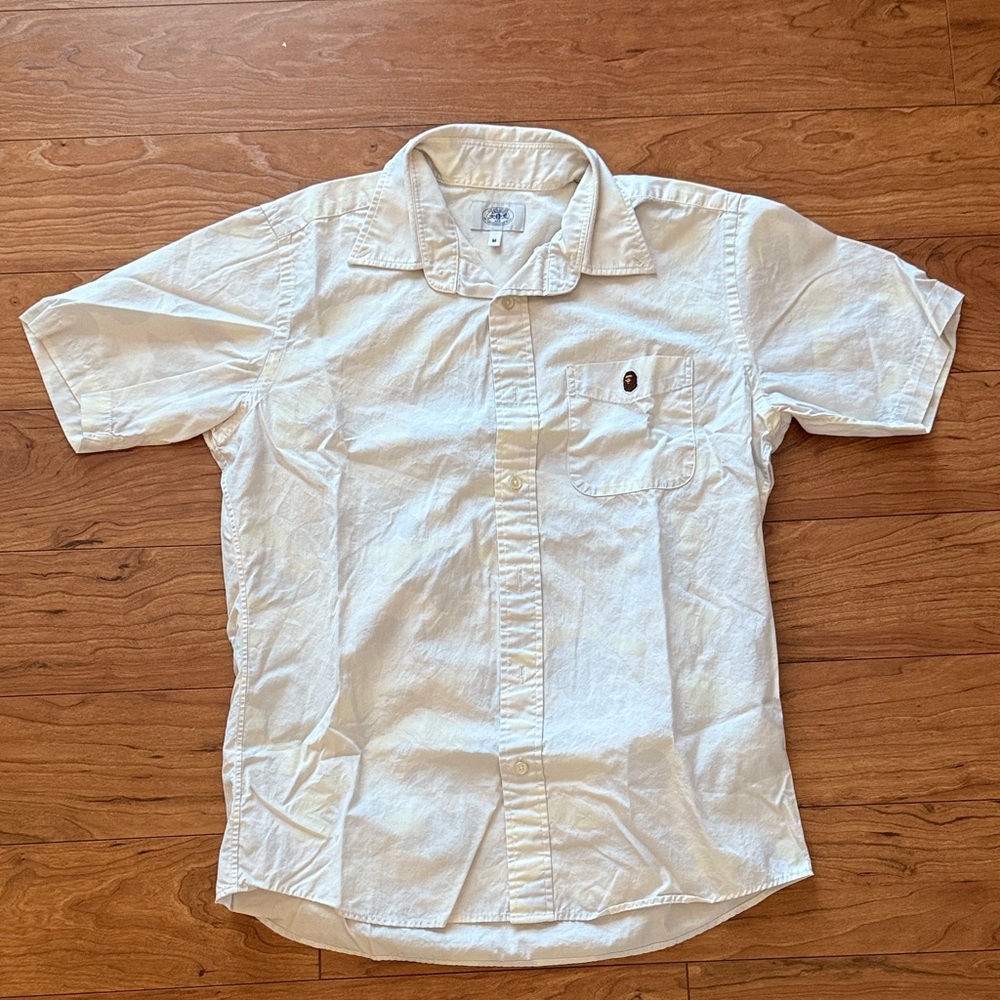 A Bathing Ape White Button-Down Glow in the Dark Shirt